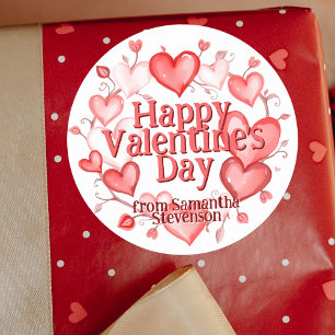 Krans van Waterverf Harten Valentijnsdag Ronde Sticker