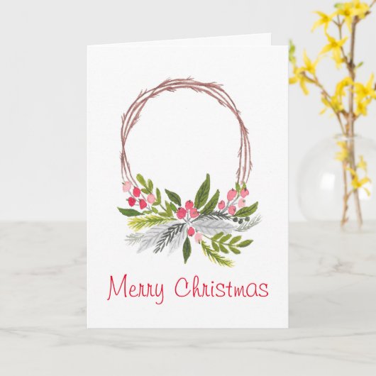 Krans van wijnstok Kerstkaart Kaart (Gele Bloem)