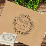 Krans Vines Handgemaakt | Ambachtelijk bedrijf Rubberstempel<br><div class="desc">Krans Vines Handgemaakt | Handgemaakt Bedrijf — Kenmerken bladkrans wijnstokken gevormd in een krans,  samen met uw bedrijfsnaam en website adres.</div>