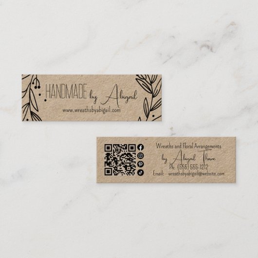 Krans Vines Handgemaakt | Handgemaakt Visitekaartj Mini Visitekaartje (Voorkant / Achterkant)