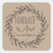 Krans Vines Handgemaakt | Handgemaakte zakelijke p Vierkante Sticker (Voorkant)
