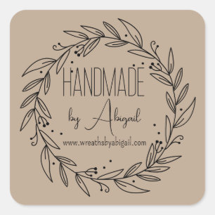 Krans Vines Handgemaakt   Handgemaakte zakelijke p Vierkante Sticker