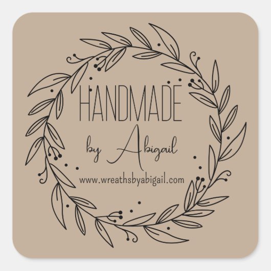 Krans Vines Handgemaakt | Handgemaakte zakelijke p Vierkante Sticker (Voorkant)