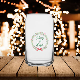 Krans voor feestdagen Merry & Bright Blikvorm Glas