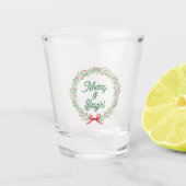 Krans voor feestdagen Merry & Bright Shot Glas (Voorkant)
