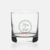 Krans voor feestdagen met Merry & Bright Whisky Glas (Voorkant)