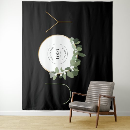 Krans voor feestelijke bedrijfsfeest Logo Kerstvre Wandkleed (In situ)