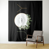 Krans voor feestelijke bedrijfsfeest met bedrijfsl wandkleed (In situ)