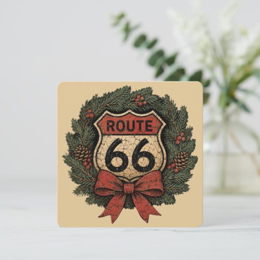 Krans voor kerst op de oude Route 66 (Staand voorkant)