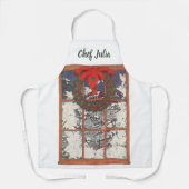 Krans voor Kerstmis in venster met Sneeuw Schort (Voorkant)