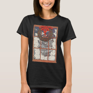 Krans voor Kerstmis in venster met sneeuw T-shirt
