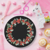 Krans voor Rode Bes Kerstfeest Papieren Bordje (Feest)