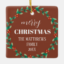 Krans Vrolijk Kerstfeest Fotonaam Terracotta