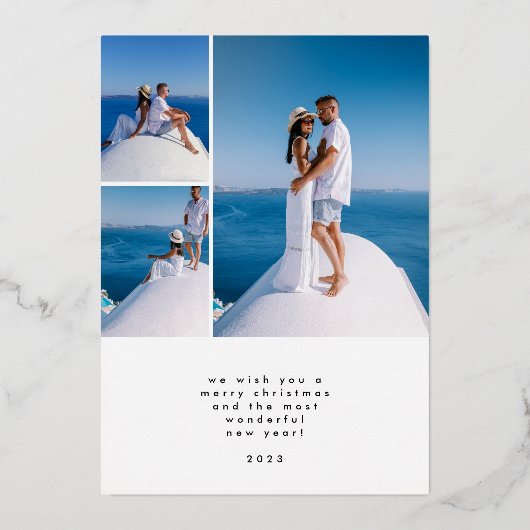 Krans Vrolijk Kerstfeest Gelukkig Nieuwjaar Collag Folie Feestdagenkaart (Achterkant)