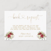 Krans Waterverf Poinsettia Goud Baby Shower Informatiekaartje (Voorkant)