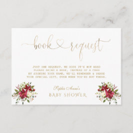 Krans Waterverf Poinsettia Goud Baby Shower Informatiekaartje