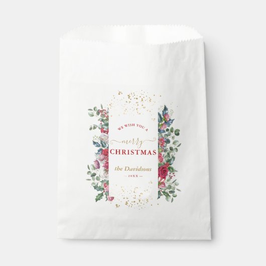 Krans Wij wensen u een vrolijk kerstfeest Bedankzakje (Voorkant)