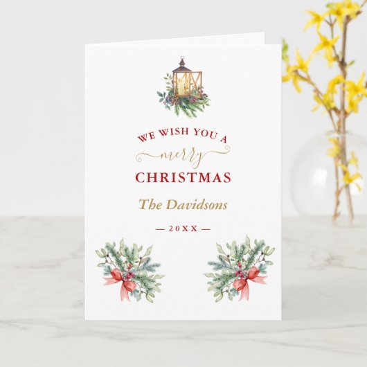 Krans Wij wensen u een vrolijk kerstfeest  Kaart (Gele Bloem)