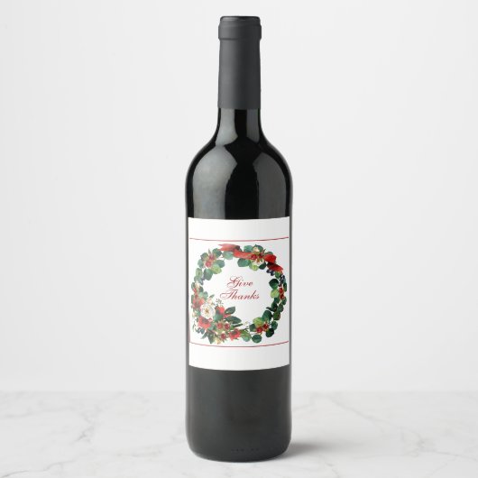 Krans Wijnlabel voor Thanksgiving Wijn Etiket (Voorkant)