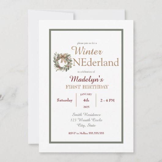 Krans Winter ONEderland Kinder eerste verjaardag Kaart (Voorkant)