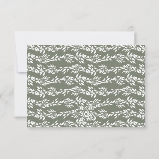 Krans Wit & Sage Groen Klassieke Bruiloft Website RSVP Kaartje (Achterkant)