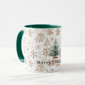 Krans witte sneeuwvlokken kerstboom mok (Voorkant links)