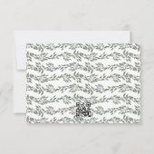 Krans Witte Wijze Groene Elegante Huwelijk QR CODE RSVP Kaartje (Achterkant)