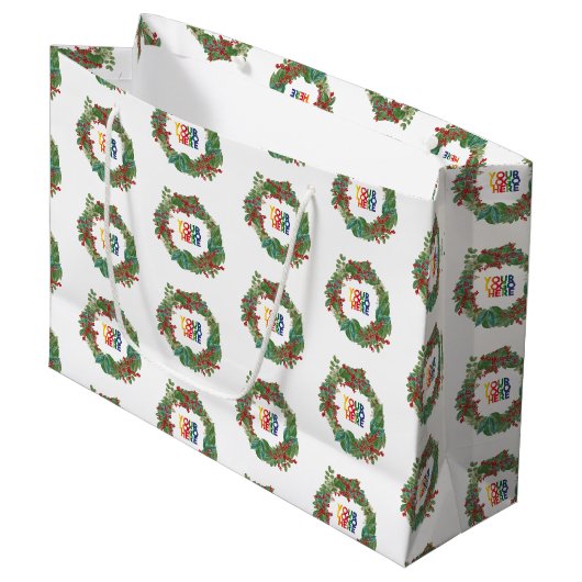Krans Zakelijke Logo Kerstmis Groot Cadeauzakje (Voorkant Gekanteld)