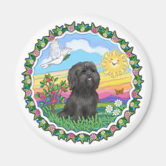Krans - Zwarte Shih Tzu Magneet (Voorkant)
