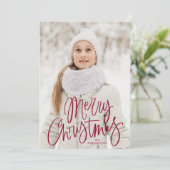 Kransberig Kerstscript Kerstmis Foto Feestdagenkaart (Staand voorkant)