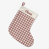 Kransbes Gingham Rood Maroon Grote Kerstsok (Voorkant (Hangend))
