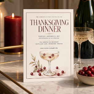 Kransbessen Champagne Thanksgiving-diner Kaart