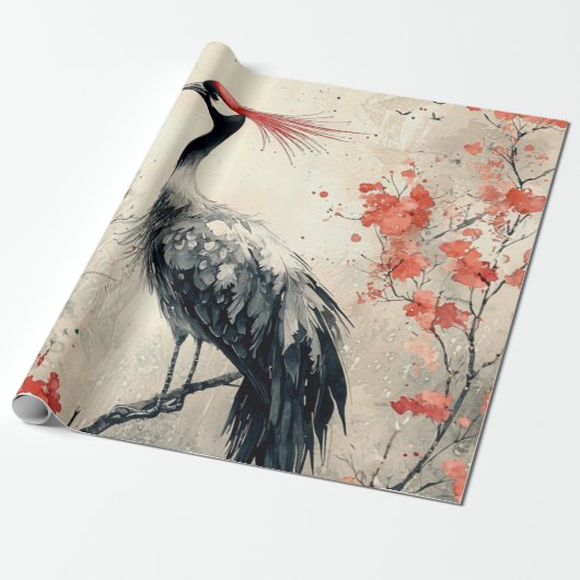 Kransbloesem Inktwassing (1) Cadeaupapier (Uitgerold)