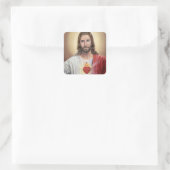 Kranschrift van het Heilig Hart van Jezus Christus Vierkante Sticker (Tas)