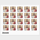 Kranschrift van het Heilig Hart van Jezus Christus Vierkante Sticker (Vel)