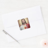Kranschrift van het Heilig Hart van Jezus Christus Vierkante Sticker (Envelop)