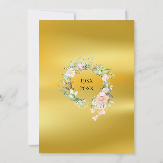 Kransen van rozen Goud Folie 50ste huwelijksverjaa Kaart (Achterkant)