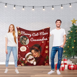 Kransfeest voor kattenliefhebbers Fotocadeau Fleece Deken