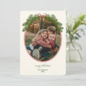 Kransframe van oud grenen fotokaart feestdagenkaart (Staand voorkant)