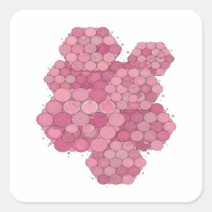 Kransharde Roze ROZE STERREN EN BALLEN Stickerontw Vierkante Sticker