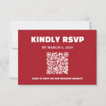 Kransige Rode Moderne Typografie Huwelijks-RSVP-Ka