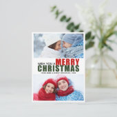 Kransje Rood & Groen Zalig Kerstmis 2 Foto Postkaa Feestdagenkaart (Staand voorkant)