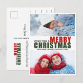 Kransje Rood & Groen Zalig Kerstmis 2 Foto Postkaa Feestdagenkaart (Voorkant / Achterkant)