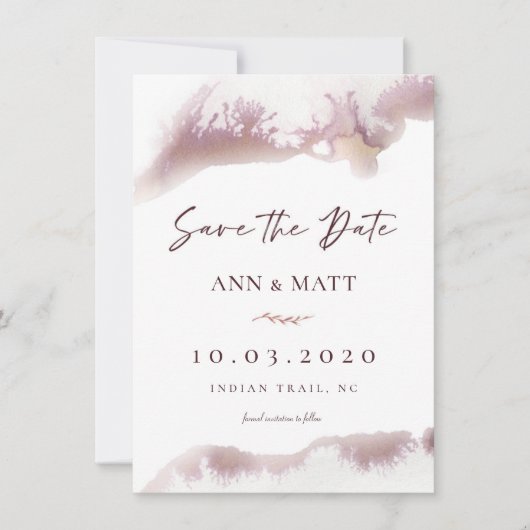 Kranskleurige marmeren waterverf Save the Date (Voorkant)