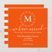 Kransmonogram in het wit en oranje met de tekst We Aankondiging (Voorkant / Achterkant)