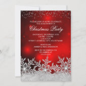 Kransneeuwvlok Rode Kerstfeest Uitnodiging (Voorkant)