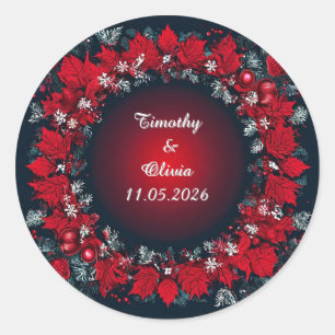 Kransontwerp voor feestdagen ronde sticker