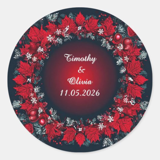 Kransontwerp voor feestdagen ronde sticker (Voorkant)