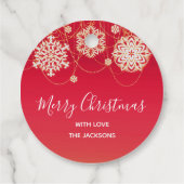 Kransrode Sneeuwvlok Kerstcadeau Bedankjes Labels (Achterkant)
