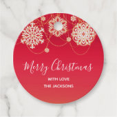 Kransrode Sneeuwvlok Kerstcadeau Bedankjes Labels (Voorkant)